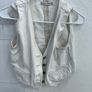 Abercrombie & Fitch White Denim Vest, S